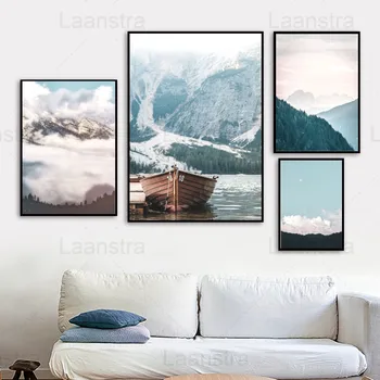 

Cloud Mountain Peak Fog Forest Home Decoration Painting Boat Living Room Study Room Canvas Painting Elk Bedroom Wall Art Poster