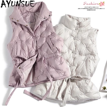 

AYUNSUE Women's Vest Autumn Winter Sleeveless Down Jacket Women Puffer Vest White Duck Down Coat Korean Vests 2020 KJ3830