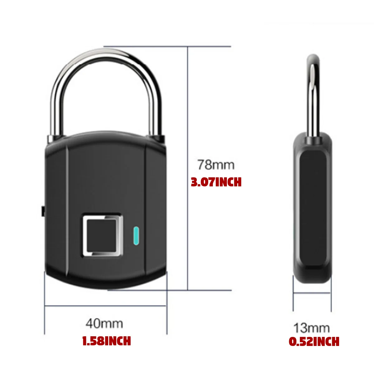 Rechargeable Smart Keyless Electronic Fingerprint Lock USB Home Anti-theft Safety Security padlock Door Luggage Case Lock