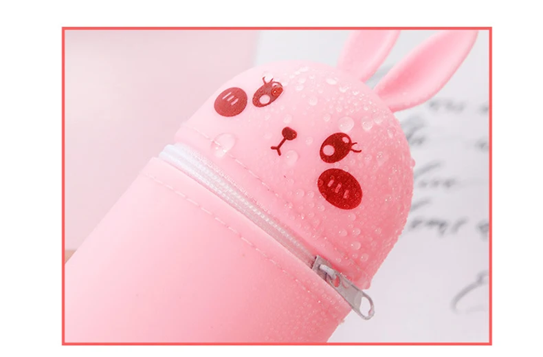 Силиконовый чехол с мультяшным штрафы контейнер пеналы Kawaii милые "Медведь", "Кролик", "3D карандашей, пенал для бизнес планирования школьные принадлежности канцелярские товары Подарки