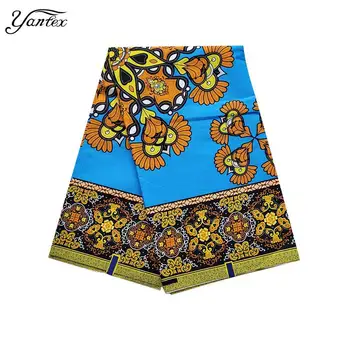 

YANTEX Real Wax Prints Fabric Ankara Tissu Africain Wax Nigeria Batik Fabric 6 Yards/Piece Veritable Real Wax Fabric For Dressss