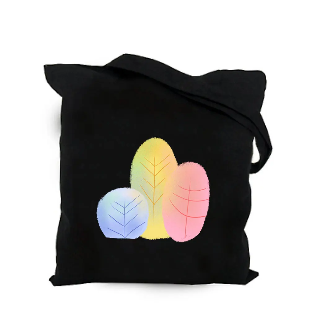 Зеленый лист растений черный хлопковый холст сумка Заказная эко девушка сумка на заказ хозяйственные сумки с логотипом для мужчин или женщин - Цвет: cotton canvas bag 06