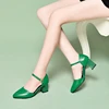 Cresfimix zapato tacon alto women fashion green pu leather high heel shoes ladies casual sweet buckle strap office heels a5983 ► Photo 2/6