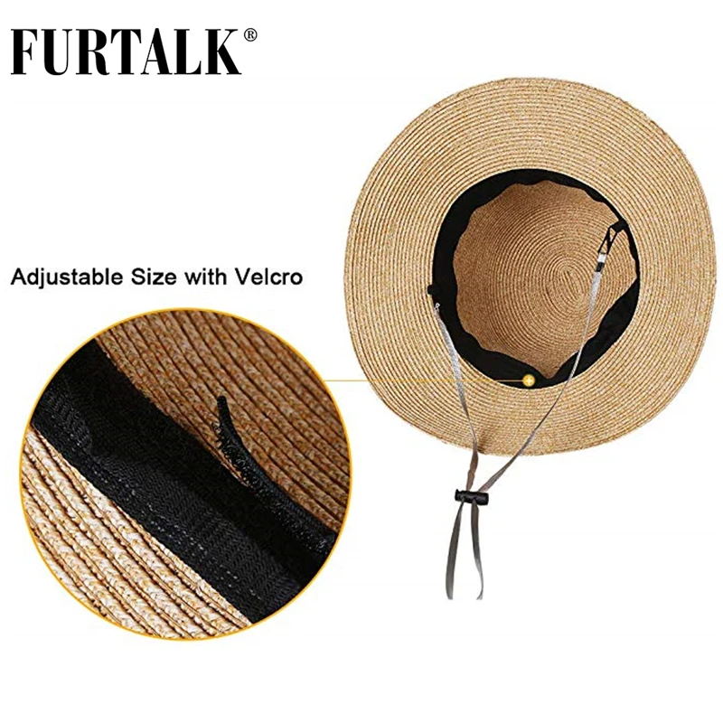 FURTALK летняя шляпа для женщин соломенная шляпа Панама Шляпа fedora Пляжные шапки обувь девочек SH020