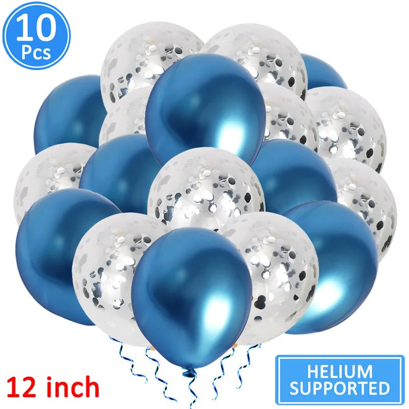 silver silver blue 10 шт смешанный воздушный шар "Конфетти" Свадебные украшения для детского душа Девичник вечерние DIY Настольные принадлежности - Цвет: silver silver blue