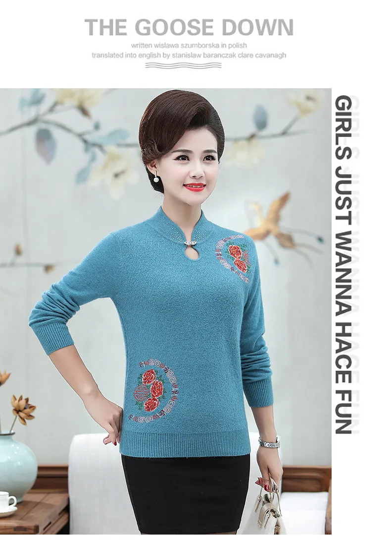 XJXKS женский свитер женская зимняя одежда Emboridery Pull Femme Hiver джемпер для мамы среднего возраста плюс размер женские свитера