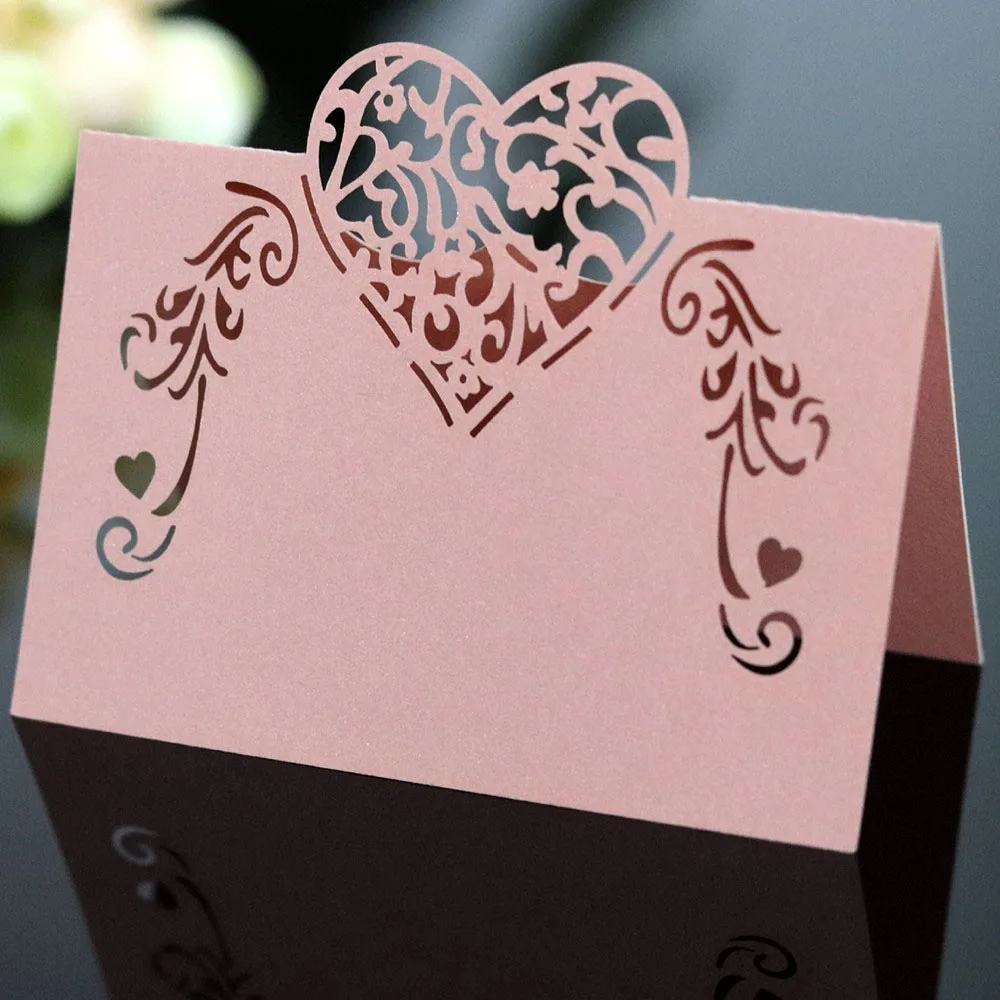 50 шт. вырезанные лазером сердечки Форма Место Карты Свадебные визитки для свадебной вечеринки украшение стола Свадебный декор - Цвет: 2
