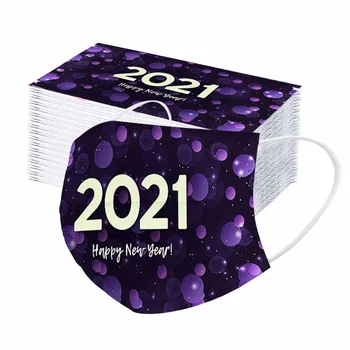 

50pc Women Man Masks Adult's New Years Festive Mask Disposable Protective Facemasks 3 Ply Elastic Earloop Mascarillas Маски