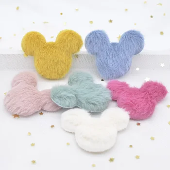 

12pcs/lot 55*40mm Soft Plush Mink Hair Mouse Head Applique for DIY Clothes Hat Shoes Sewing Patches Hairpin Band Bow Decor L58