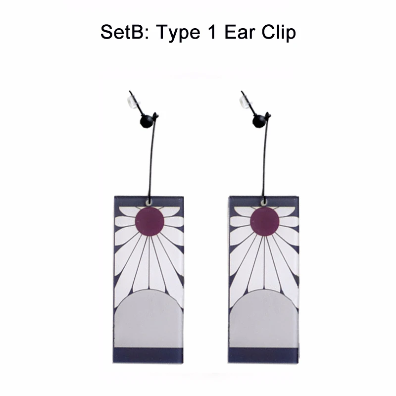 Type 1 Ear Clip Аниме «Демон» Истребительница Kimetsu без Yaiba камадо Tanjirou серьги висячие серьги, для ушей кольцо Косплэй реквизит серьги-каффы зажим Акссесуары подарки - Цвет: Type 1 Ear Clip