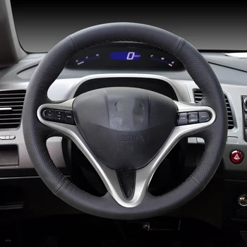 

Leather Hand Sewing Car Steering Wheel Cover 38cm Accessories for honda civic G8 2006-2011 for Acura CSX 2006 2007 2008 2011