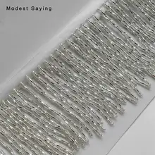 1 ярд серебро 9 см бисерная бахрома обрезанная лента швейная отделочная кисточка латинское платье вечерние платья аксессуары для одежды