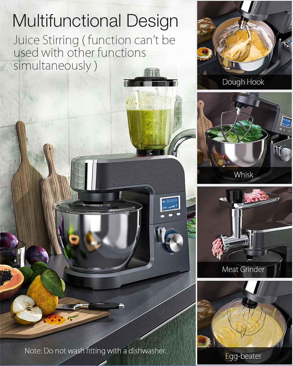 BlitzWolf BW-VB1 Vertical Blender Stand Mixer with 1500W Pure Copper Motor 8 Adjustable Speeds Multifunctional Design 5.5L Bowl