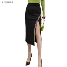 4XL 5XL элегантная женская юбка средней длины с высокой талией размера плюс, весна-осень, сексуальная женская юбка-карандаш с разрезом для офиса