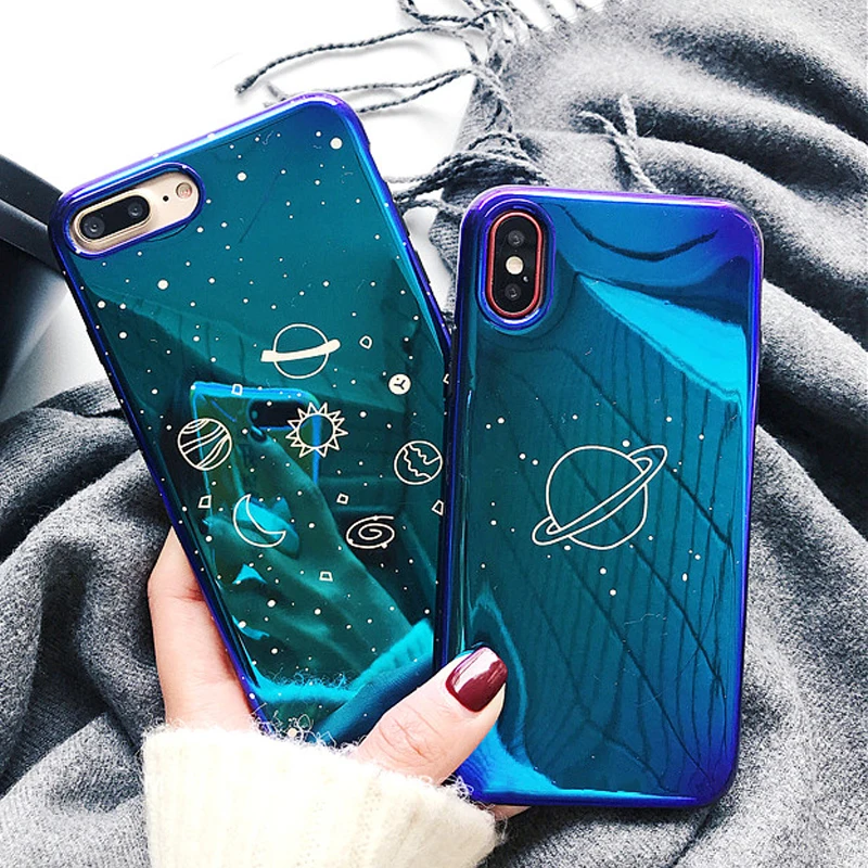 

Universe Planet Case For iPhone XS XR XS Max X 8 7 6 6S Plus Retro Blu-Ray Fashion Cartoon Phone Back Cover Cases For iPhone XR