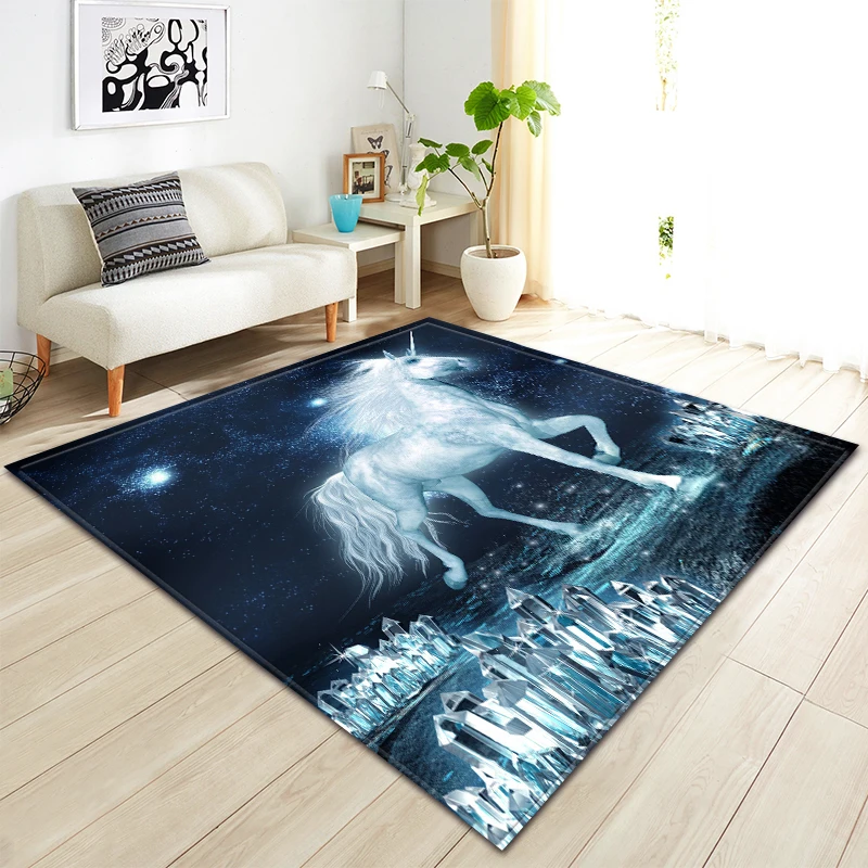 Коврик фланелевый с принтом в виде сказочного единорога, мягкий коврик для дома, текстиль для детской комнаты, коврик для спальни, гостиной