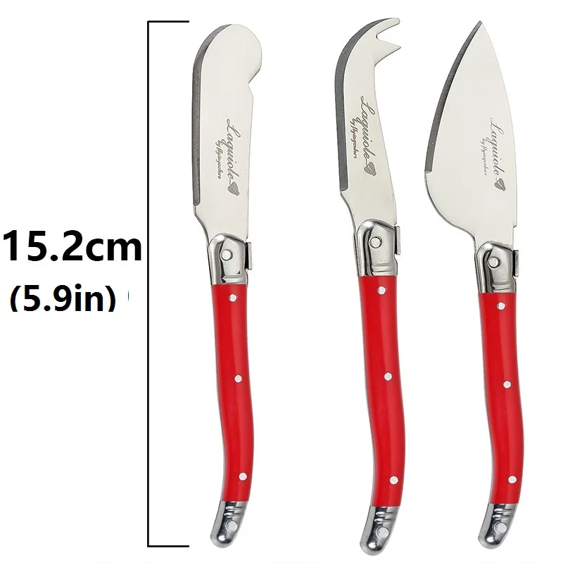 3pcs Red 3 шт., стиль Laguiole, распорка для сыра и масла 5," 15,9 см, черная пластиковая ручка, нож для джема, скребок, режущий инструмент для ресторана, бара - Цвет: 3pcs Red