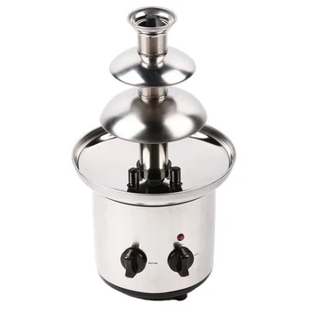 

Three-Layer 220V Chocolate Fountain Food Grade Stainless Steel Material Noiseless Chocolate Mixer Automatic Rotation Us Plug