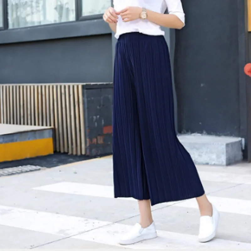 Новые женские шифоновые свободные штаны с высокой талией, тонкие плиссированные повседневные брюки VN 68