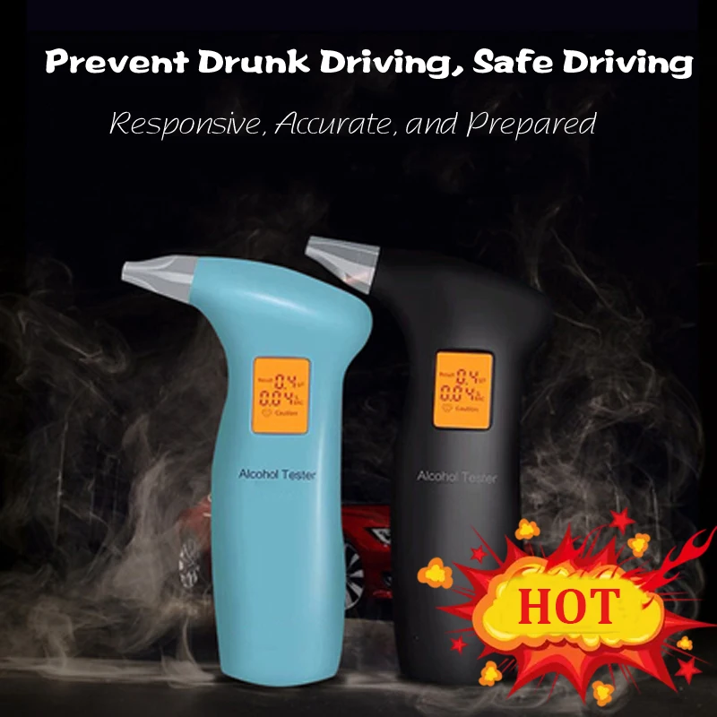 

2019 New LCD Display Digital Alcohol Tester with 4pcs Mouthpieces Police Alert Breath Alcohol Tester Device Breathalyz Analyzer