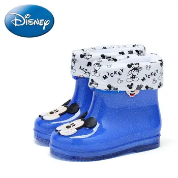 

Disney Girl Cartoon Kindergarten Water Shoes Mickey Minne Children's Warm Rain Boots Boy's Rubber Boots In Winter And Summer
