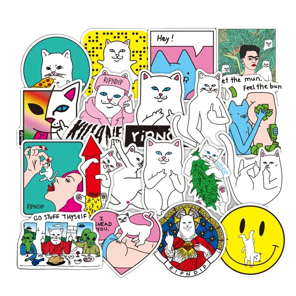 10/30/50Pcs Cute Middle Finger Cat Stickers For Motorcycle Laptop Skateboard Mobile Phone Guitar DIY Manual Album Sticker | Игрушки и
