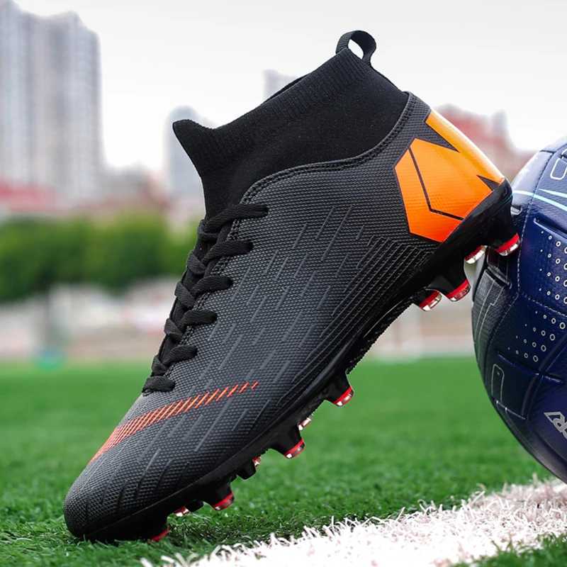 Indoor Breathable Soccer Shoes Mens Football High Ankle Training Cleats Sneakers Kids Original Turf Boots | Спорт и развлечения