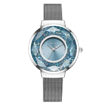 

Fashion Ladies Watch Diamond Shaped Glitter Dial Elegant Women Quartz Wristwatches Simple Party Dress Metal Mesh Bracelet Watch