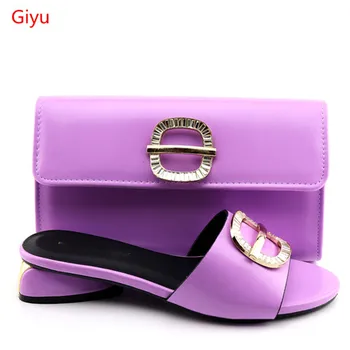 

doershow fashion Italian Shoes With Matching Bags African Women Shoes and Bags Set For Prom Party Summer Sandal! HLO1-73