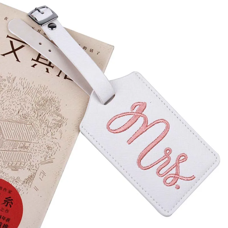 Новая мода Mr& Mrs чемодан вышивка багажные бирки сумка Подвеска Аксессуары для путешествий имя ID Адрес Свадьба VIP приглашение этикетка - Цвет: white