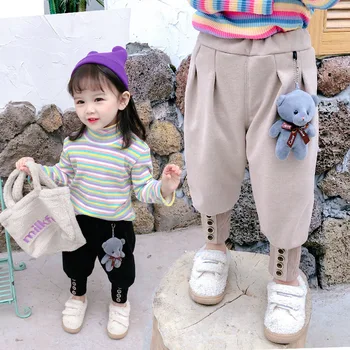 

1-6 Years Children's Xingtiandui Plush Casual Pants Autumn And Winter New Female Baby Fashion Korean Thickened Versatile Pants