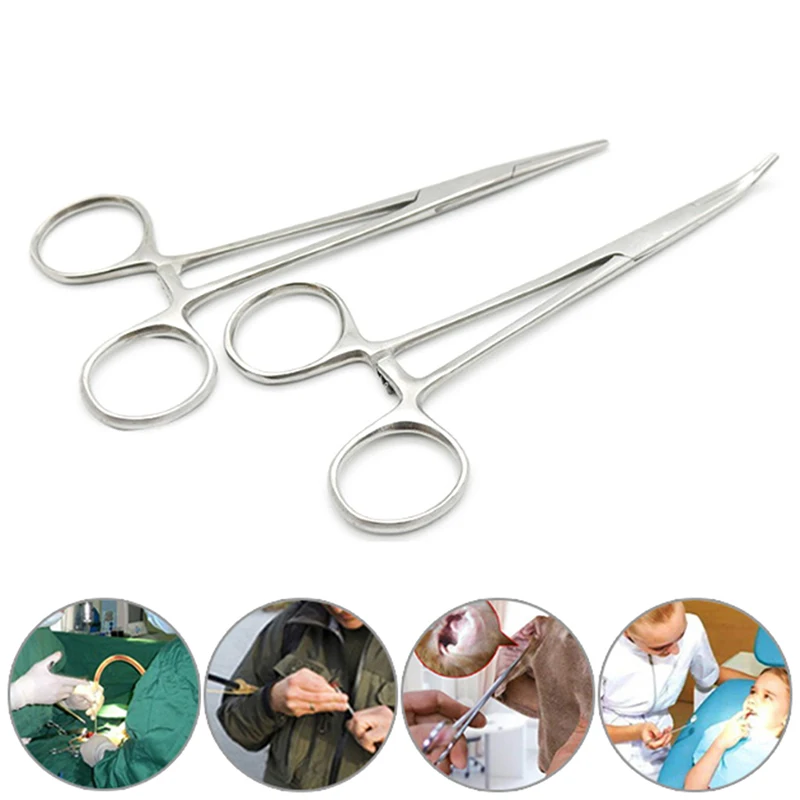 Pinza hemostática de acero inoxidable, kit de herramientas quirúrgicas, pinzas de pesca, abrazaderas con fijación, 1 ud.