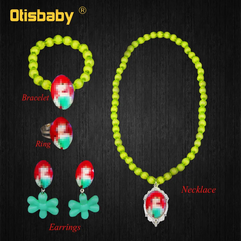 Ariel Jewelry Платье принцессы Ариэль с маленькой русалочкой для девочек новогодние платья Русалочки с оборками наряжаться в костюм для девочек на Хэллоуин - Цвет: Ariel Jewelry