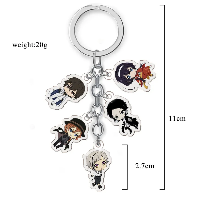 D 5 Pcs/Set Japanese Anime Bungou Stray Dogs Acrylic Keychain Pendant Cartoon Figure Key Holder Anime Around - Цвет: D