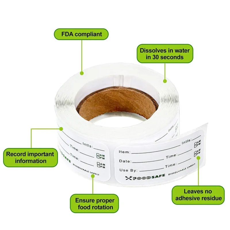300/pcs Food Storage Labels Adhesive Removable Food Labels Storage Freezer Sticker Home Restaurant Date