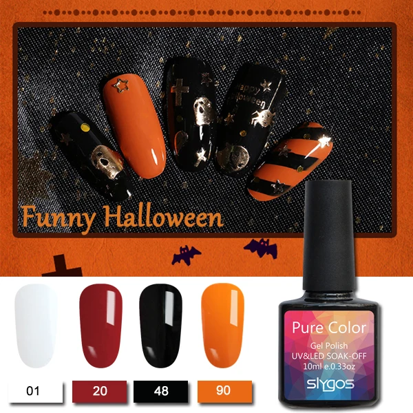 

SLYGOS 10ml Hot Sale Black White Red Pumpkin Color Gel Polish for Halloween Nail Art Design Soak Off UV/LED Classic Polish Gel L