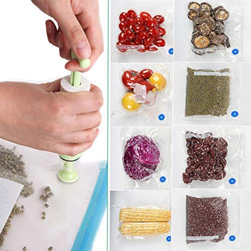 

Vacuum Sealer with Hand Pump,15 Reusable Bpa Free Food Vacuum Sealer Bags,1 Hand Pump and 2 Sealing Clip and 2 Sous Vide Bag Cli