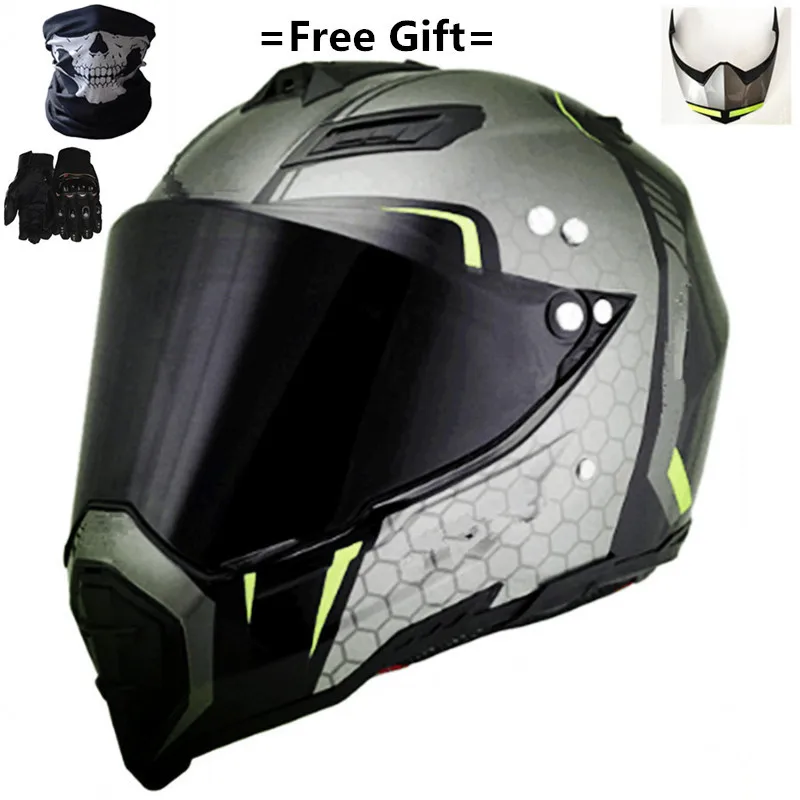 Профессиональный ssu AX-8 шлем для мотокросса ATV внедорожный спуск крест Capacete Da Motocicleta Cascos DOT одобренный S XL Цветной Объектив - Цвет: 686c-22-dark