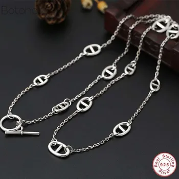 

New Women Men Tassel Necklace 100% 925 Sterling silver colour Day Word Taijiao Chain Personalized Pendant Necklace Fine Jewelr