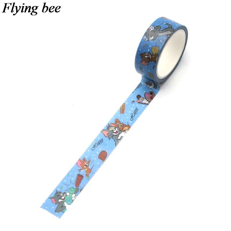 Flyingbee 4 шт./компл. с рисованным аниме, Творческая лента Cat клейкая лента с изображением милого монстра Бумага лента Washi забавные ленты лента Набор DIY подарки X0638