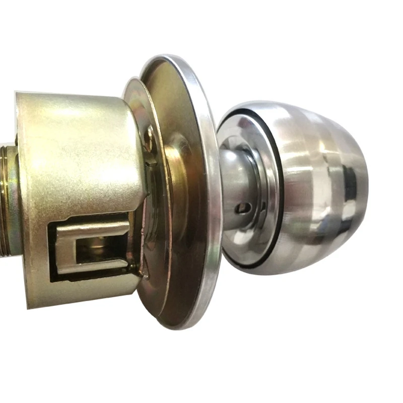 Round Door Handle Door Knobs Lock Stainless Steel Entrance Passage Door Lock with Key for Bedroom Living Room Bathroom 15