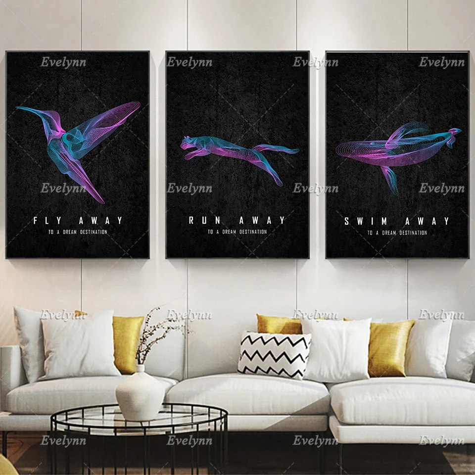 

Gradient Poster,Psychedelic Decor,Animal Line Art, Puma Art,Hummingbird Art,Whale Art Living Room Decor Canvas Wall Art Prints