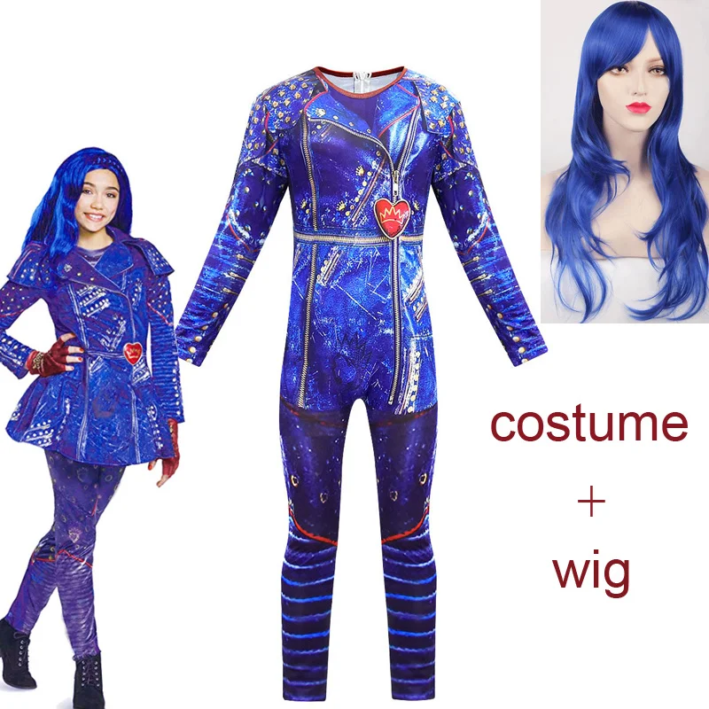 kids Descendants 3 Carlos Gil Jumpsuit Wig Cosplay Costume Polyester Printed Halloween Costumes for Children boy dress up