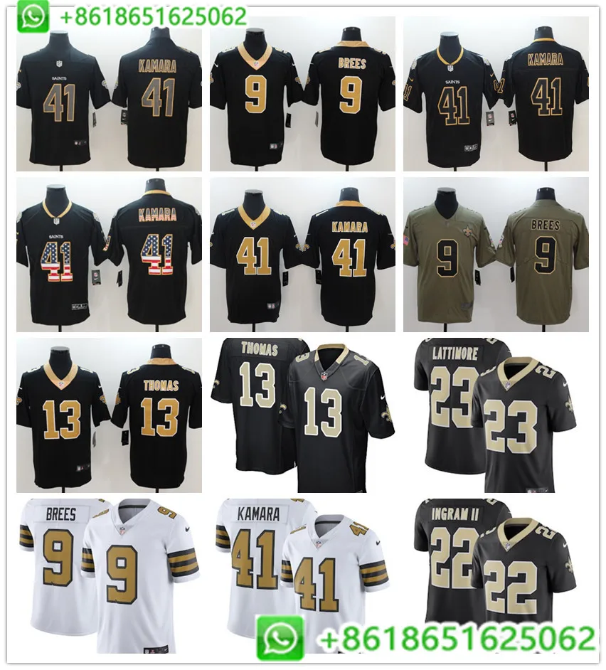 Сшитые мужские футболки из Нового Орлеана с изображением Элвина Камары Drew Brees Marshon Lattimore, Майкла Томаса, Марка инграма, цветные спортивные футболки