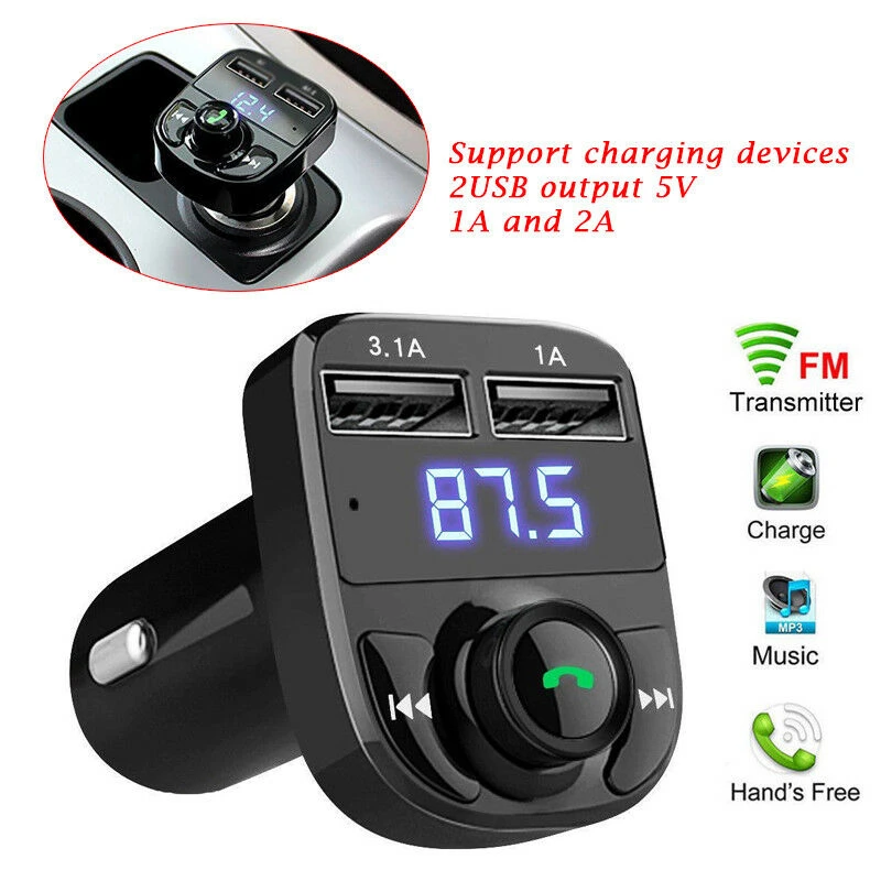 Transmisor FM inalámbrico para coche, reproductor MP3, Cargador USB Dual X8, manos libres|Adaptadores Bluetooth USB/receptor| - AliExpress