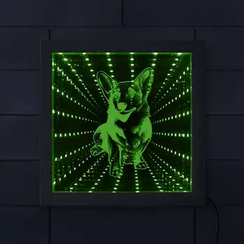 

Cardigan Welsh Corgi Dog Stunning Optical Illusion Infinity Mirror Modern Wall Decor Animal Pet Hound Puppy Neon Tunnel Light