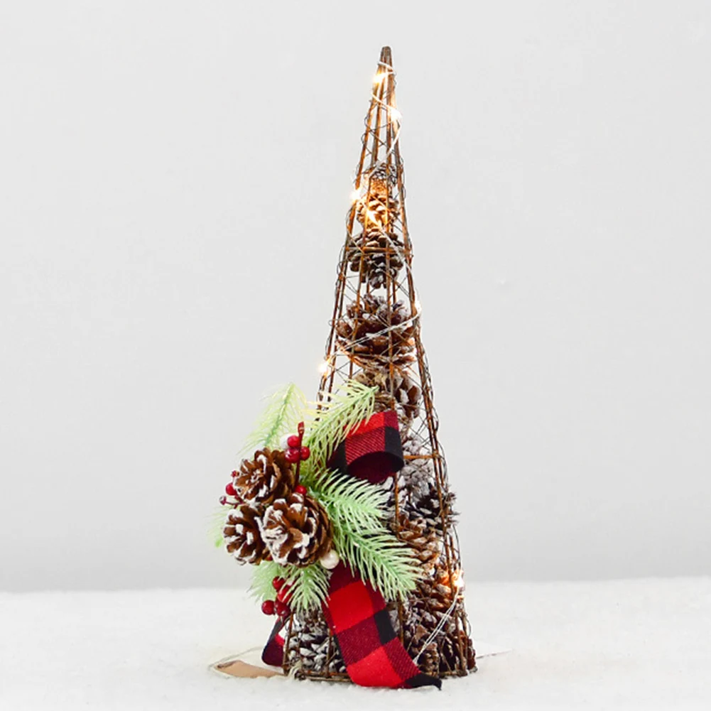 

Iron Outdoor Battery Operated Tower Portable Festival With Light Tree Table Decoration Christmas Home Led Wedding Pine Cones