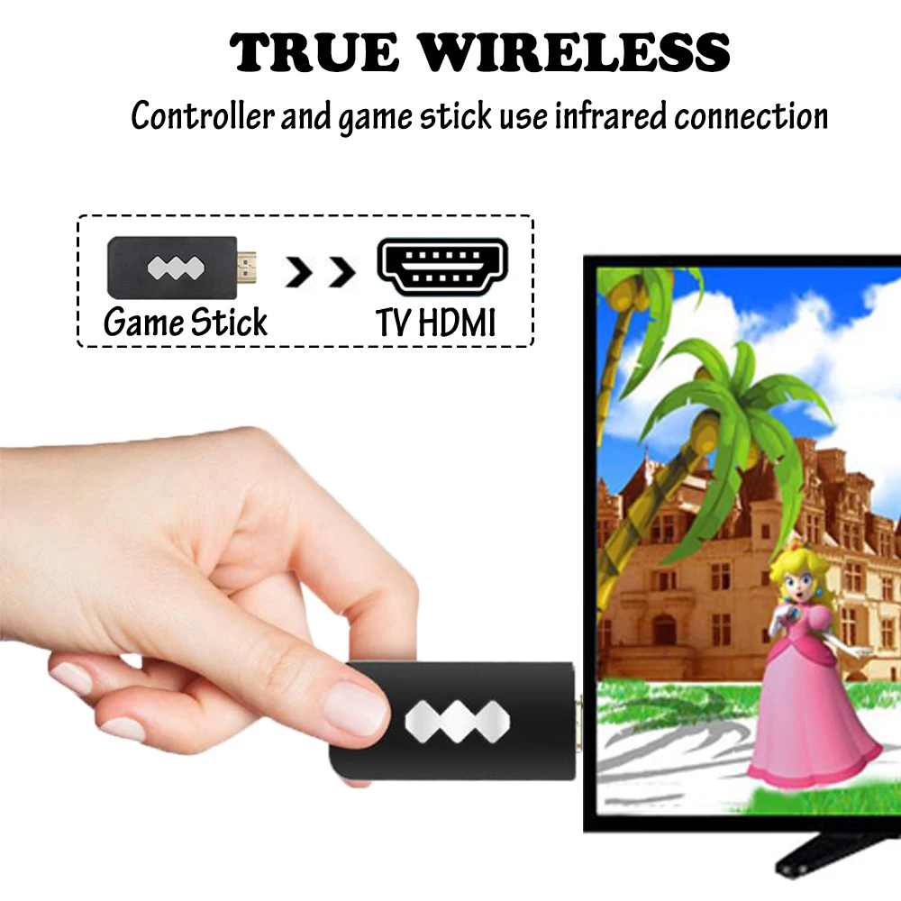 4K Wireless Console Game Stick Video Game Console Built in 568 Classic Game 8 Bit Mini Retro Controller HDMI Output Dual Player