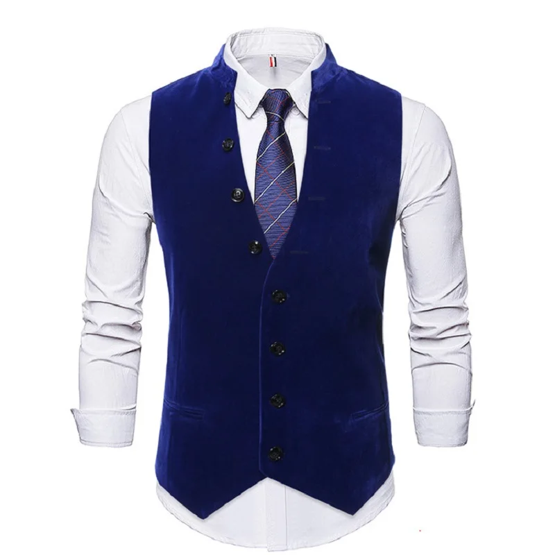 

9752 New Fashion Autumn New Men's Suit Casual Fashion Slim-Fit Plain Stand-Collar Overcharging You Suit Vest