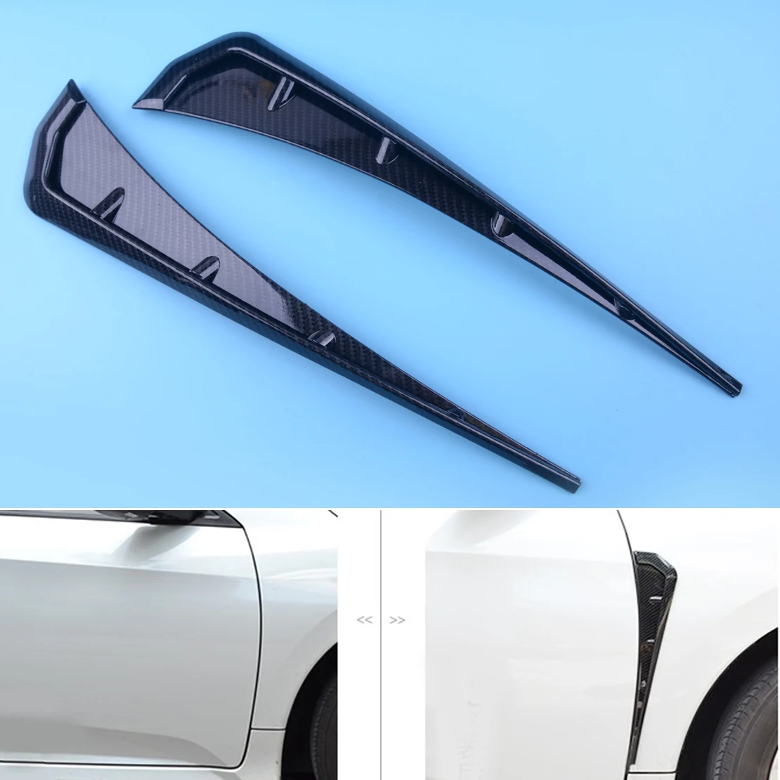 DWCX 2 шт. Черный углеродного волокна стиль левый и правый сторона крыло Вентиляционное крыло крышка отделка ABS Подходит для Honda Civic